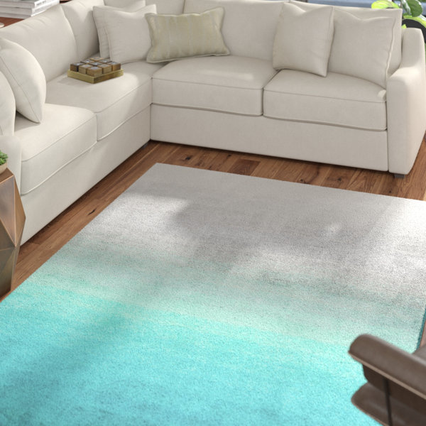 Wrought Studio Thomason Handmade Ombre Turquoise Shag Area Rug   Thomason Handmade Ombre Turquoise Shag Area Rug 